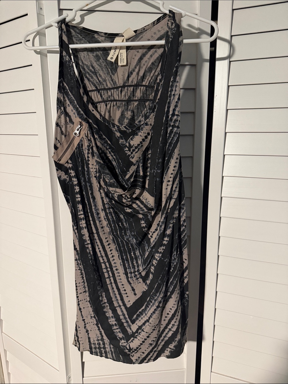 Element Black and Taupe Patterned Draped tank top